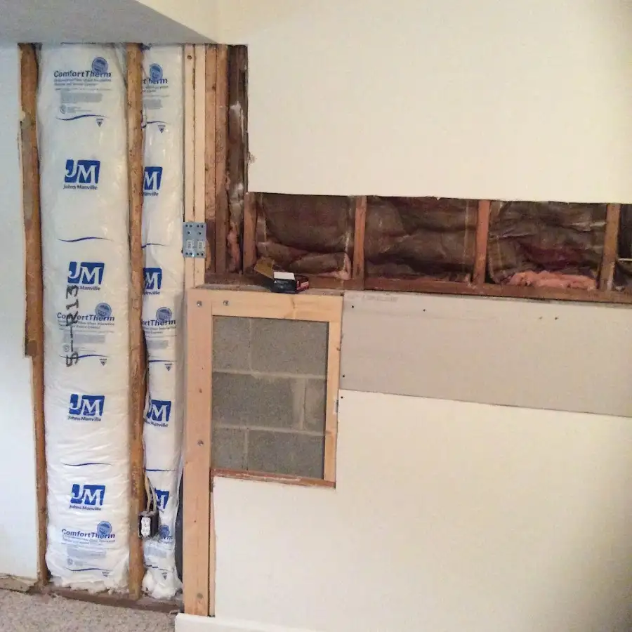Wall insulation replacement during Basement Flood Cleanup in Lee